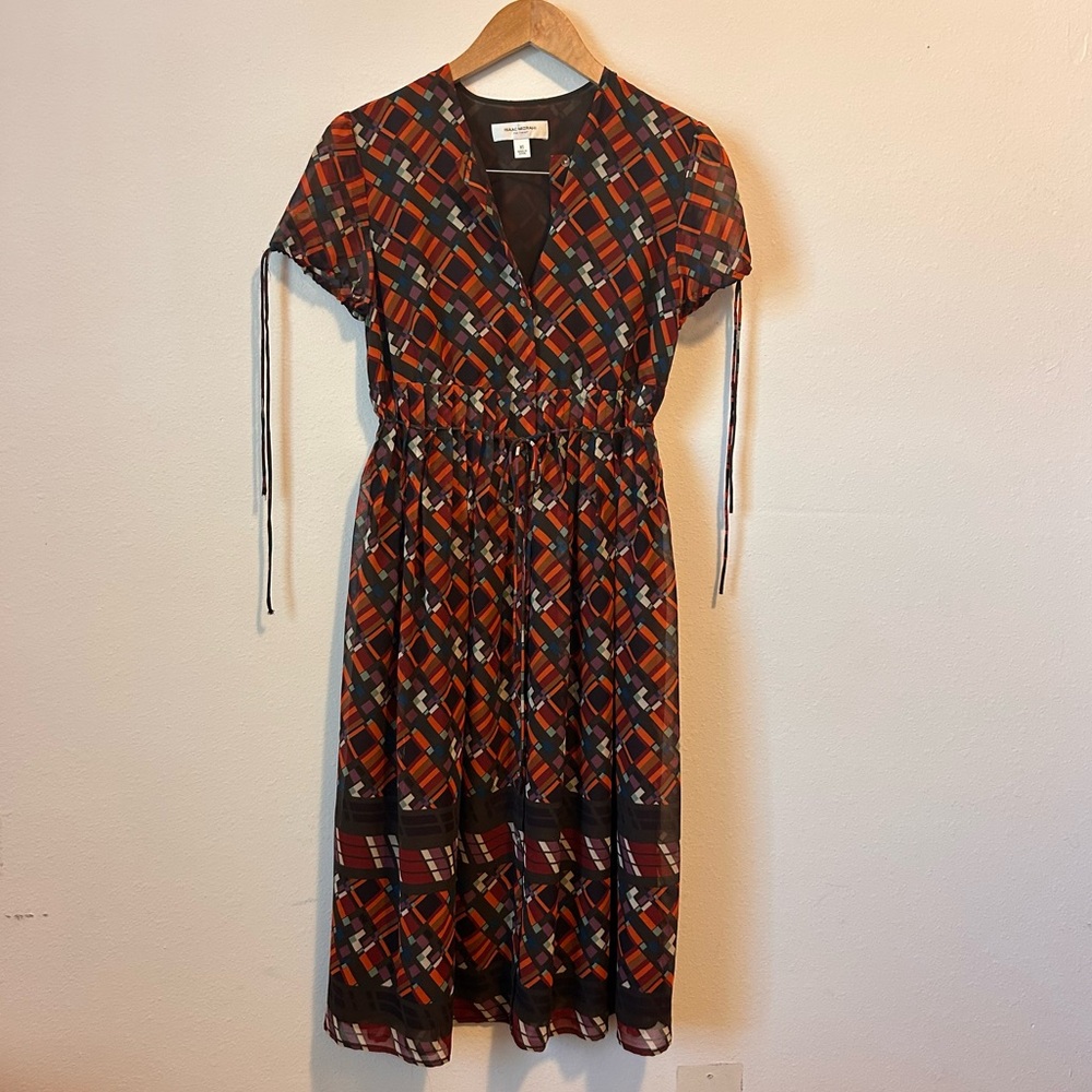 Issac Mizrahi For Target Women’s XS Printed Brown Mid Length Dress